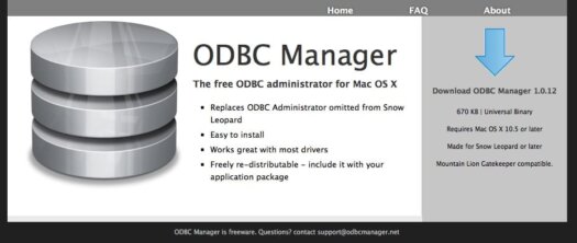 ODBC Manager Download Screen Capture