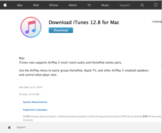 iTunes download page