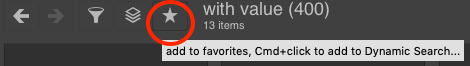 星アイコン - "add to favorites, Cmd+click to add to Dynamic Search"