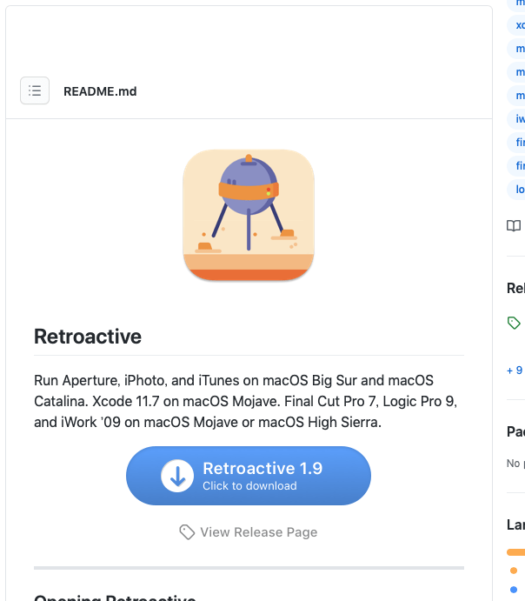 github Retroactive page