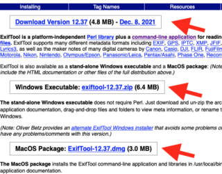 ExifTool インストーラーの場所