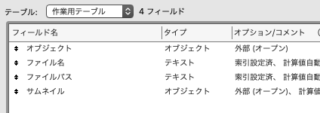 フィールド定義 - 作業用テーブル