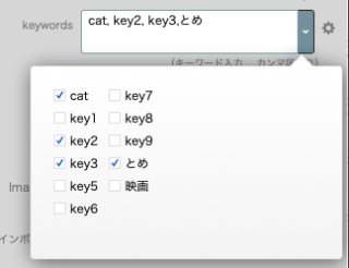 キーワードが正しくチェックボックスに反映している例