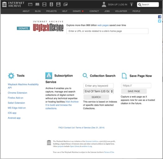 Internet Archive https://web.archive.org